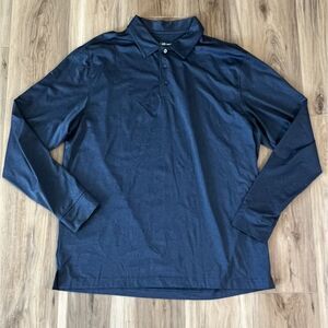 Mens Blue Long Sleeve Polo Dress Shirt w/ Collar by Walter Hagen sz Large